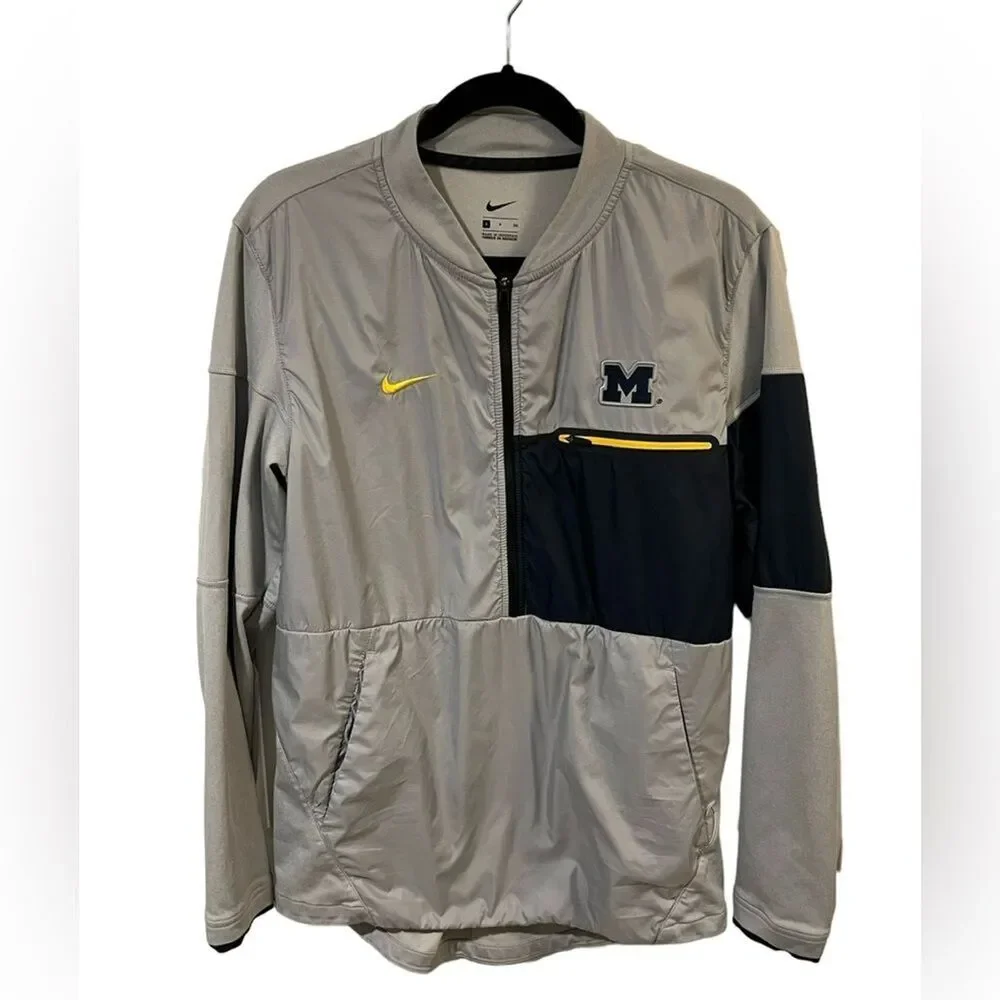 Nike Mens Univ Michigan Jacket Sz S Grey Blue Windbreaker Lightweight College